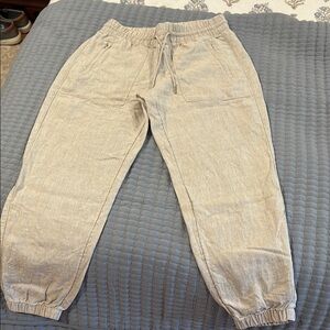 Athleta Tan linen jogger with Elastic Cuffs and Relaxed Fit